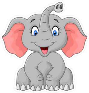 Cute Sitting Cartoon Elephant Sticker