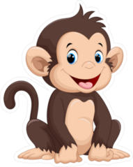 Cute Sitting Monkey Cartoon Sticker