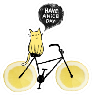 Cute Sketch On Lemon Bicycle Have A Nice Day Sticker
