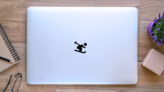 Cute Ski Icon Sticker on a Laptop (New) example