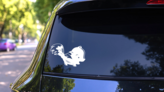 Cute Skunk Sticker on a Rear Car Window (New) example
