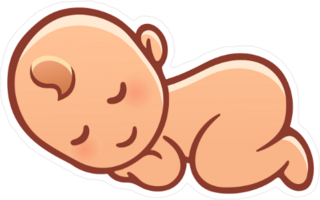 Cute Sleeping Baby Illustration Sticker