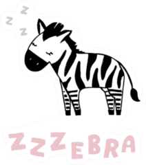 Cute Sleeping Zebra Illustration Sticker