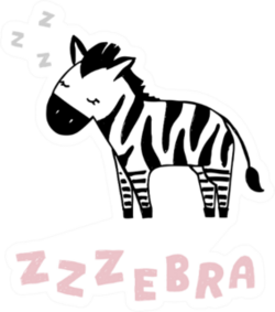 Cute Sleeping Zebra Illustration Sticker