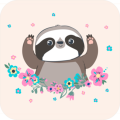 Cute Sloth In Flowers Sticker
