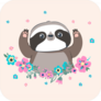 Cute Sloth In Flowers Sticker