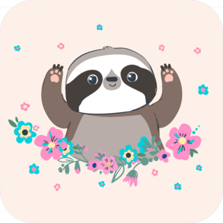 Cute Sloth In Flowers Sticker