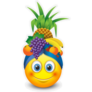 Cute Smiling Emoticon Wearing Fruit Hat Emoji Smiley