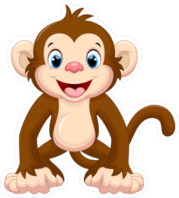 Cute Smiling Monkey Cartoon Sticker