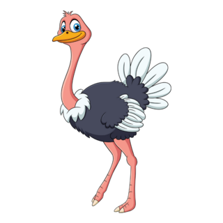 Cute Smiling Ostrich Cartoon Sticker