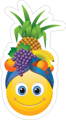 Cute Smiling with Fruit Hat Emoji Sticker