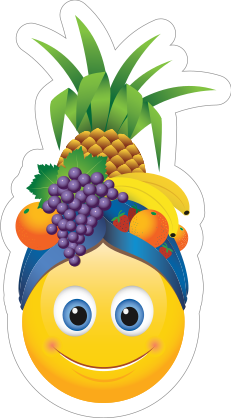 Cute Smiling with Fruit Hat Emoji Sticker