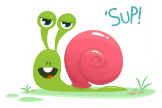 Cute Snail Cartoon Saying Sup Sticker