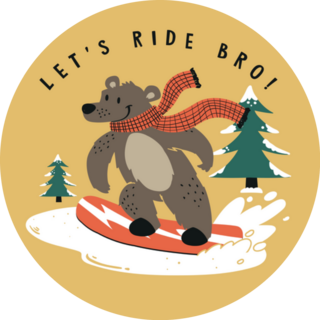 Cute Snowboarder Bear Lets Ride Bro Sticker