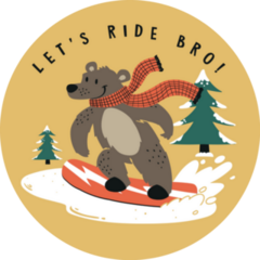 Cute Snowboarder Bear Lets Ride Bro Sticker