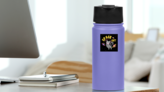 Cute Space Cat Graphic Sticker on a Water Bottle (New) example