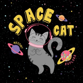 Cute Space Cat Graphic Sticker