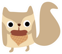 Cute Squirrel Cartoon With Nut Sticker