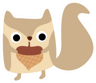 Cute Squirrel Cartoon With Nut Sticker