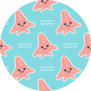 Cute Starfish Seamless Pattern Funny Smiling Sea Sticker