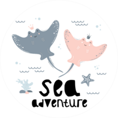 Cute Stingrays, Sea Adventures Illustration Sticker