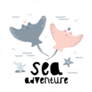 Cute Stingrays, Sea Adventures Illustration Sticker
