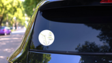 Cute Stop Using Plastic Straws Sticker on a Rear Car Window (New) example