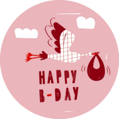 Cute Stork Happy B-Day Sticker