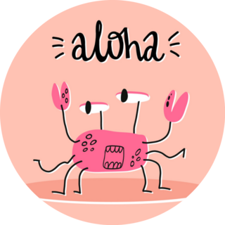 Cute Summer Crab Aloha Hawaii Sticker