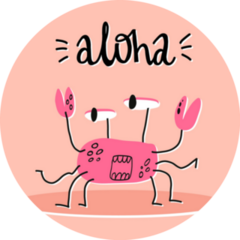 Cute Summer Crab Aloha Hawaii Sticker