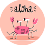 Cute Summer Crab Aloha Hawaii Sticker