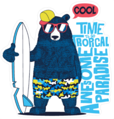 Cute Surfer Bear Sticker