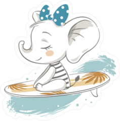 Cute Surfing Elephant Sticker