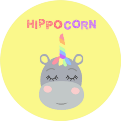 Cute Sweet Little Hippo With A Unicorn Horn Sticker