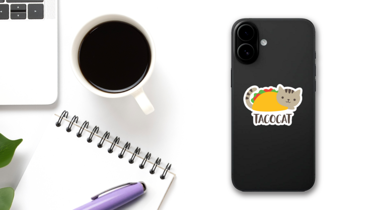 Cute Taco Cat Sticker on a Phone (New) example