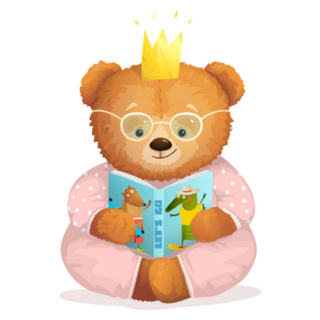 Cute Teddy Bear Reading A Book Sticker