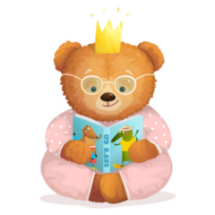 Cute Teddy Bear Reading A Book Sticker