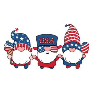 Cute Three America Gnomes 4th July Summer Sticker