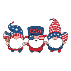 Cute Three America Gnomes 4th July Summer Sticker