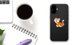 Cute Tiger Cartoon Roaring Sticker on a Phone (New) example