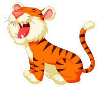 Cute Tiger Cartoon Roaring Sticker