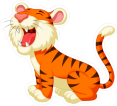 Cute Tiger Cartoon Roaring Sticker