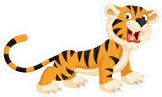 Cute Tiger Cub Roaring Sticker