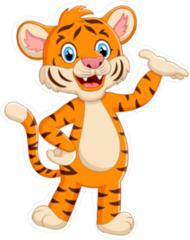 Cute Tiger Waving Hand Sticker