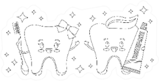 Cute Tooth Boy And Girl With Toothpaste Illustration Sticker