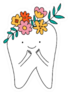 Cute Tooth Dentist illustration Floral Sticker