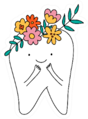 Cute Tooth Dentist illustration Floral Sticker