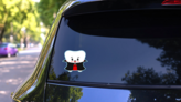 Cute Tooth Vampire Sticker on a Rear Car Window (New) example