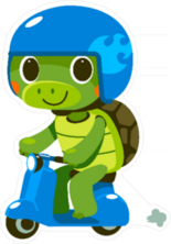 Cute Turtle on Moped Sticker