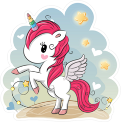 Cute Unicorn and Stars Sticker